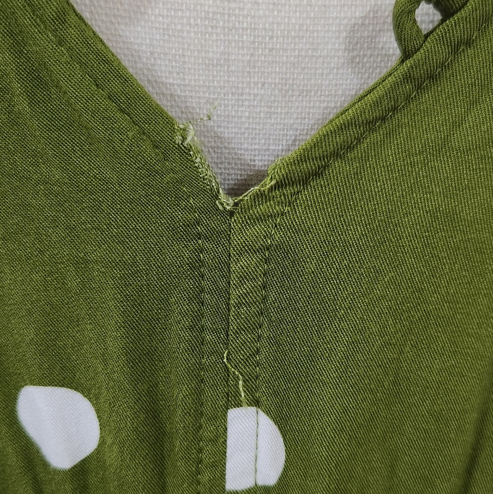 Bohemian Traders Green with White Poka Dot Dress/Size Large - Picture 6 of 10